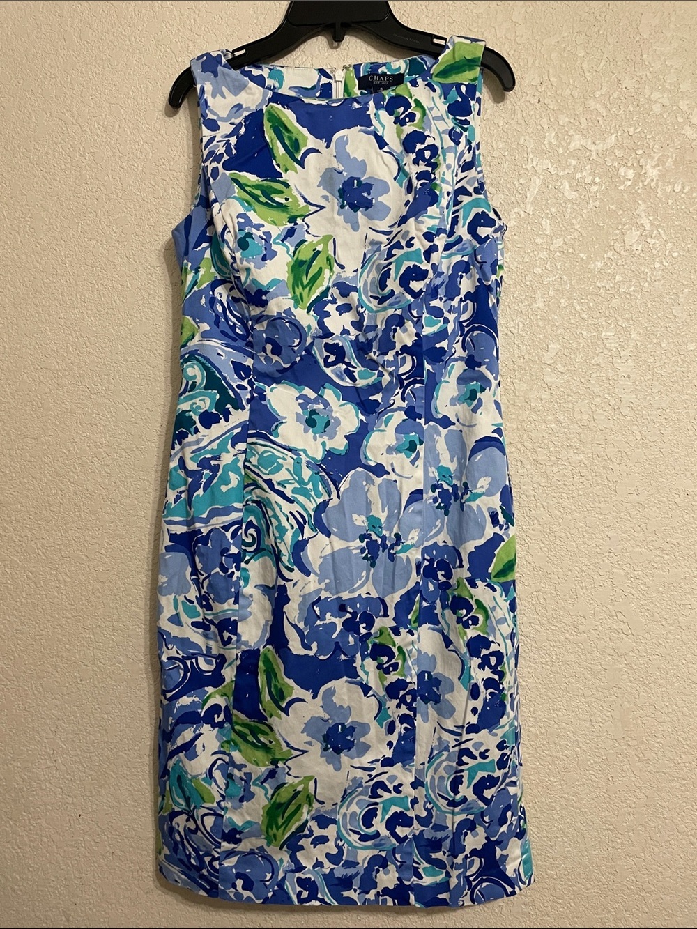 Chaps Floral Sheath Dress in Blue, Green & White Size 6